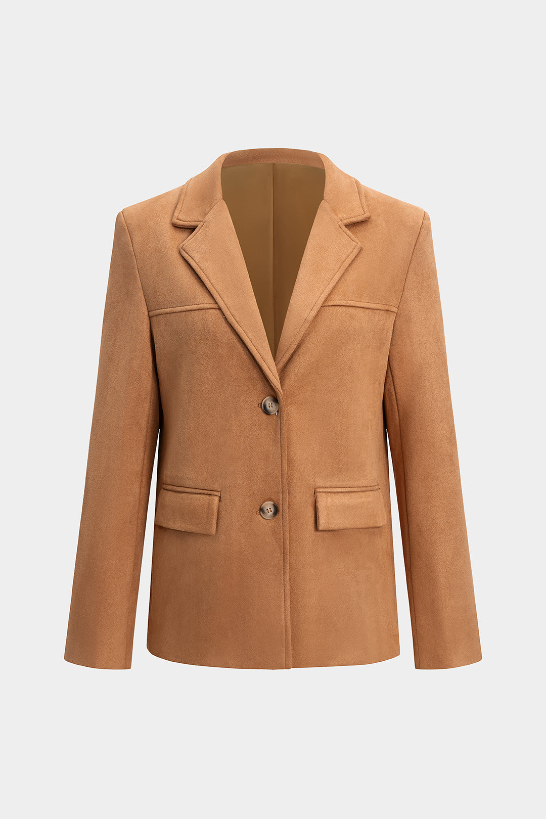 Wildlederjacke mit Knopfleiste und Revers