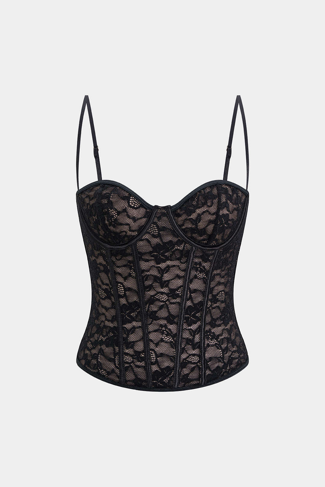 Lace Corset Zipper Cami Top