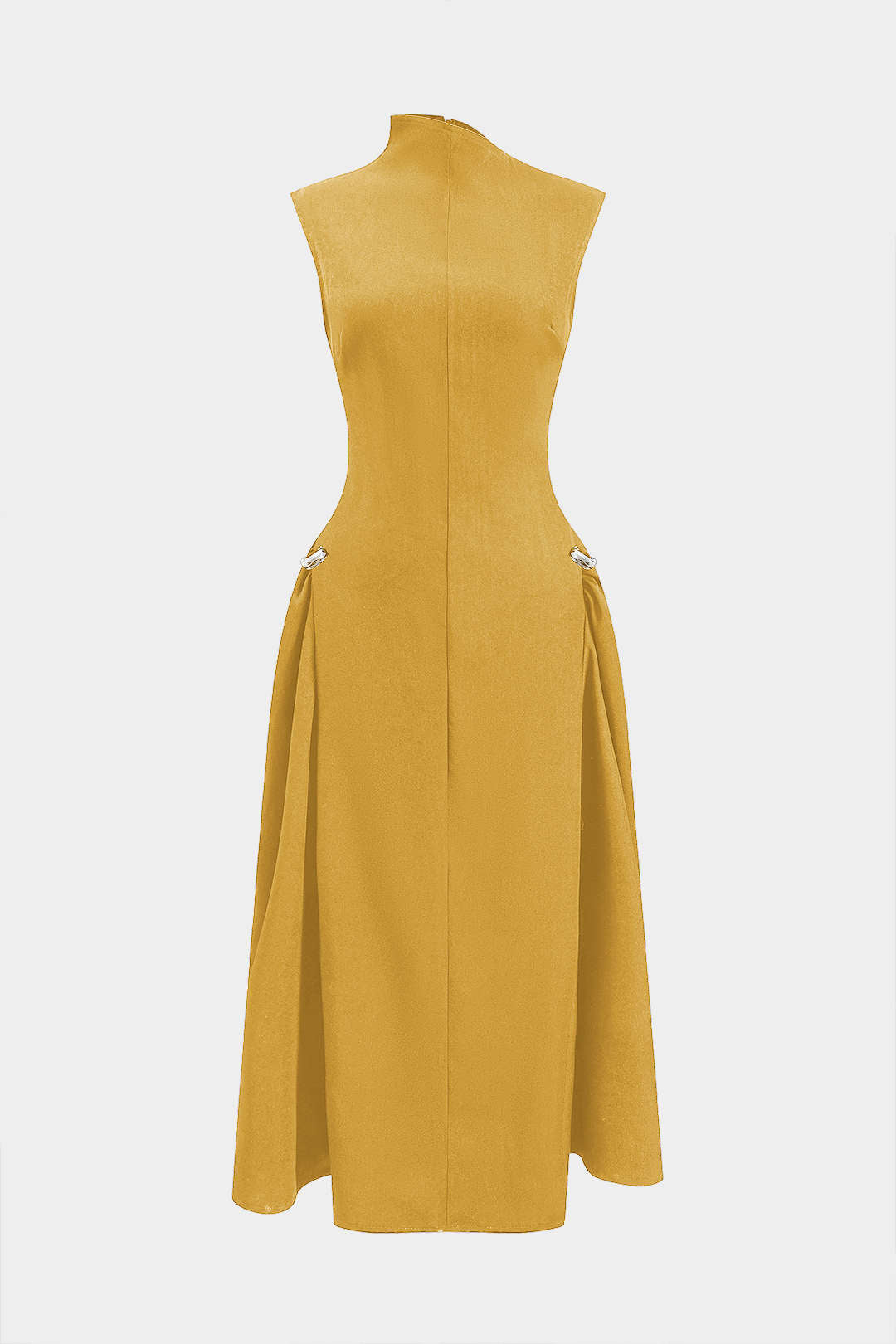 Robe longue sans manches à glissière et décorations métalliques