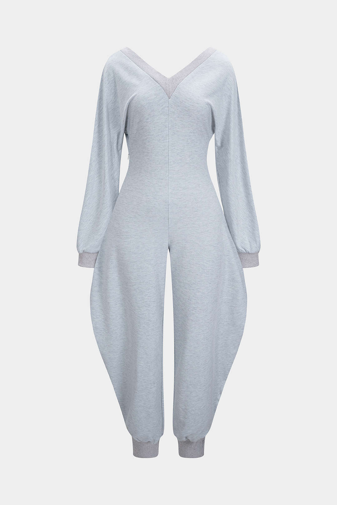 Jumpsuit mit V-Ausschnitt und langen Ärmeln