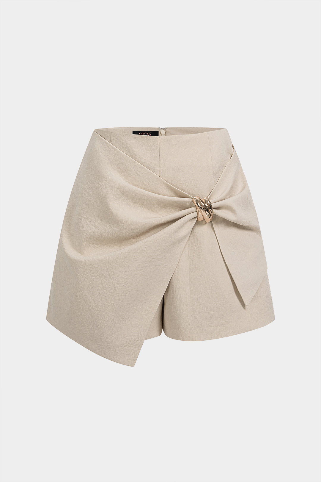 Jupe-short taille haute froncée métallisée