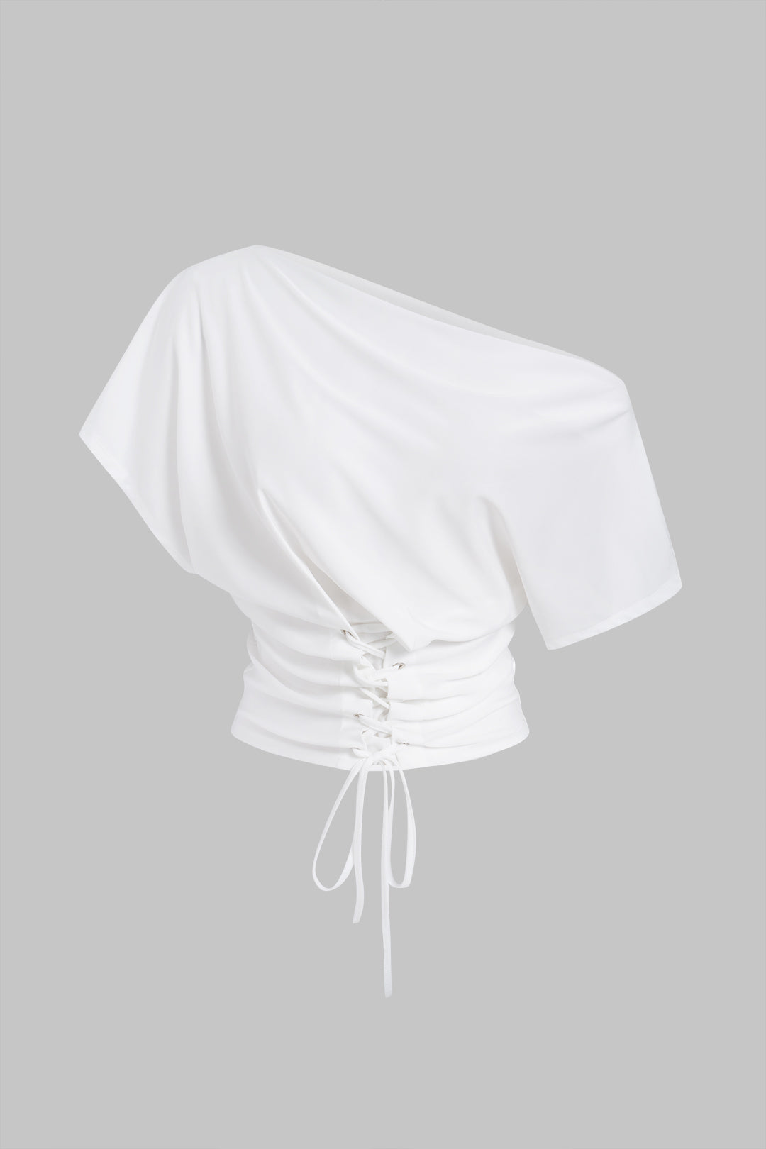 T-shirt court à une épaule et manches courtes à nouer