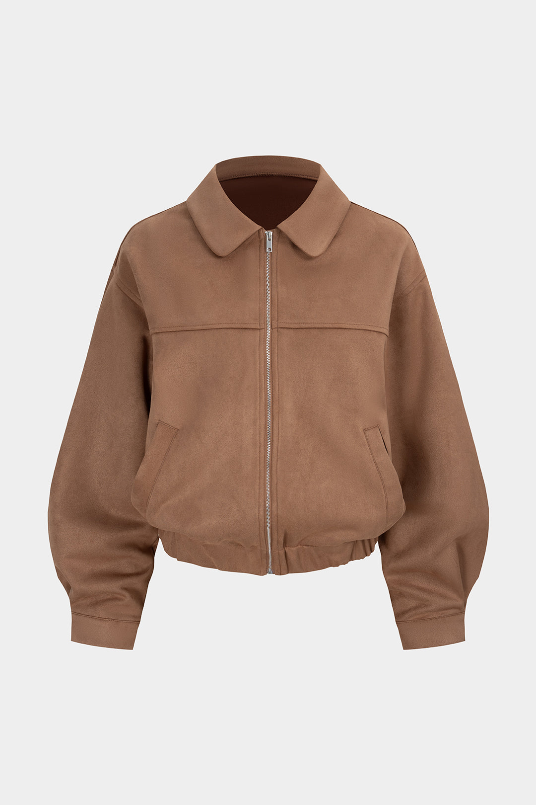 Veste en daim avec col à revers et poches zippées