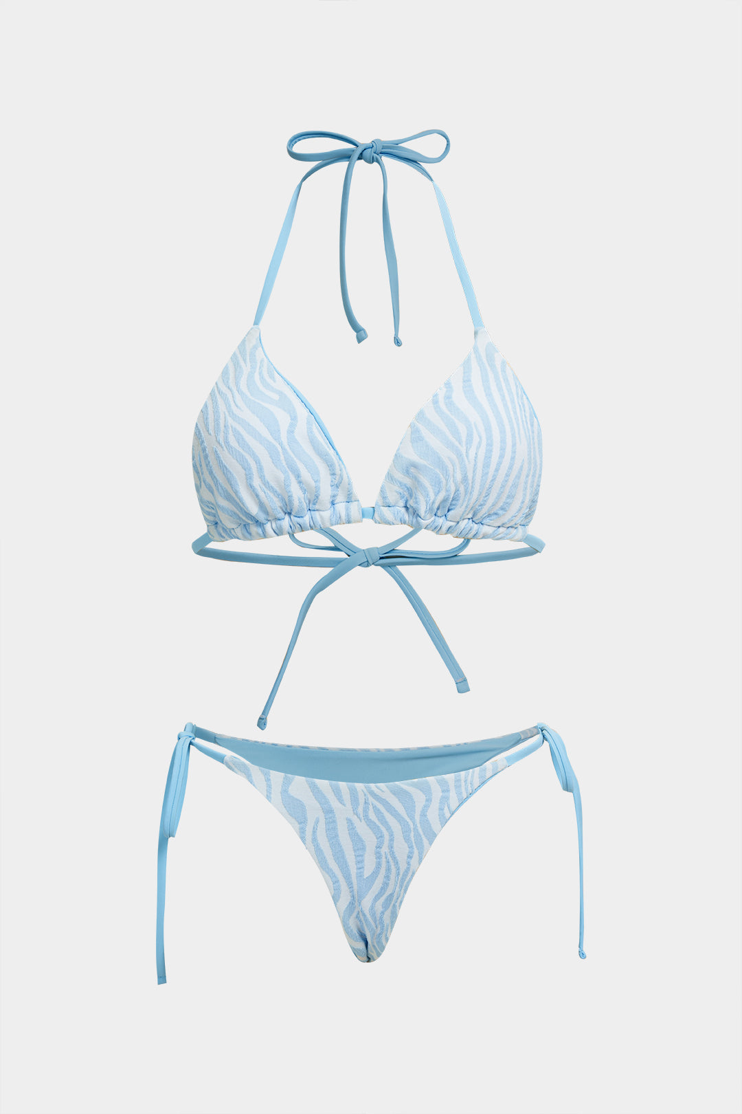 Bikini-Set mit Streifenmuster und Bindedetail