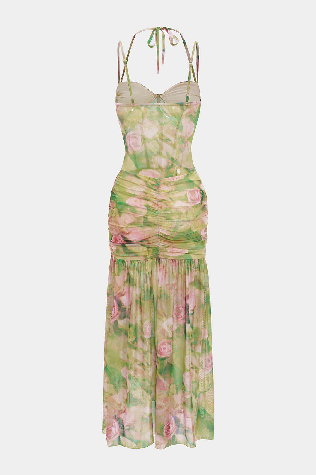 Robe midi sans manches à nouer et à fente, imprimé floral