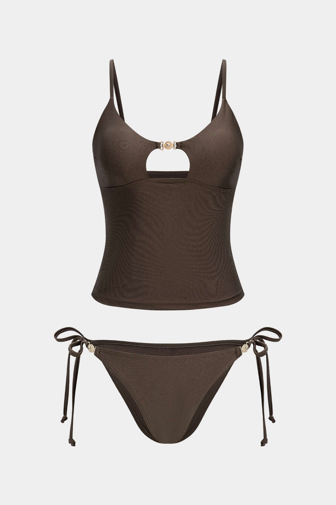 Metallic Decor Cut Out Bikini Set