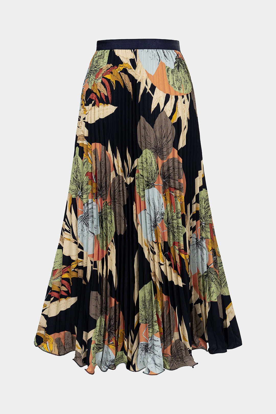 Plissierter Rock mit Blumenmuster und hoher Taille