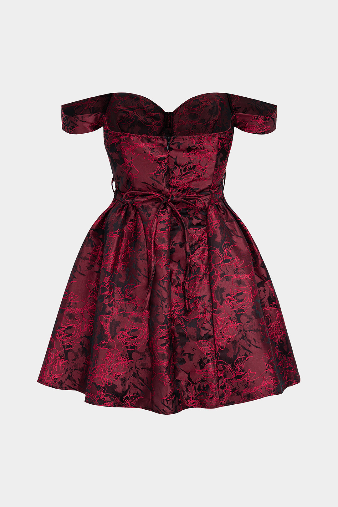 Blumenmuster Jacquard Carmen rückenfreies ärmelloses Minikleid