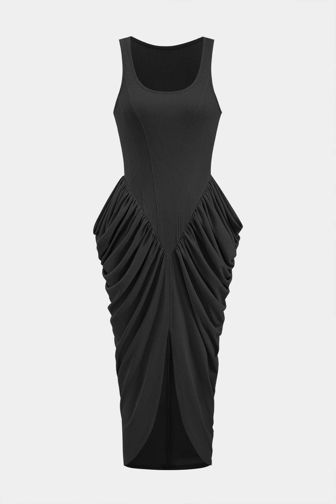 Robe longue froncée corset sans manches