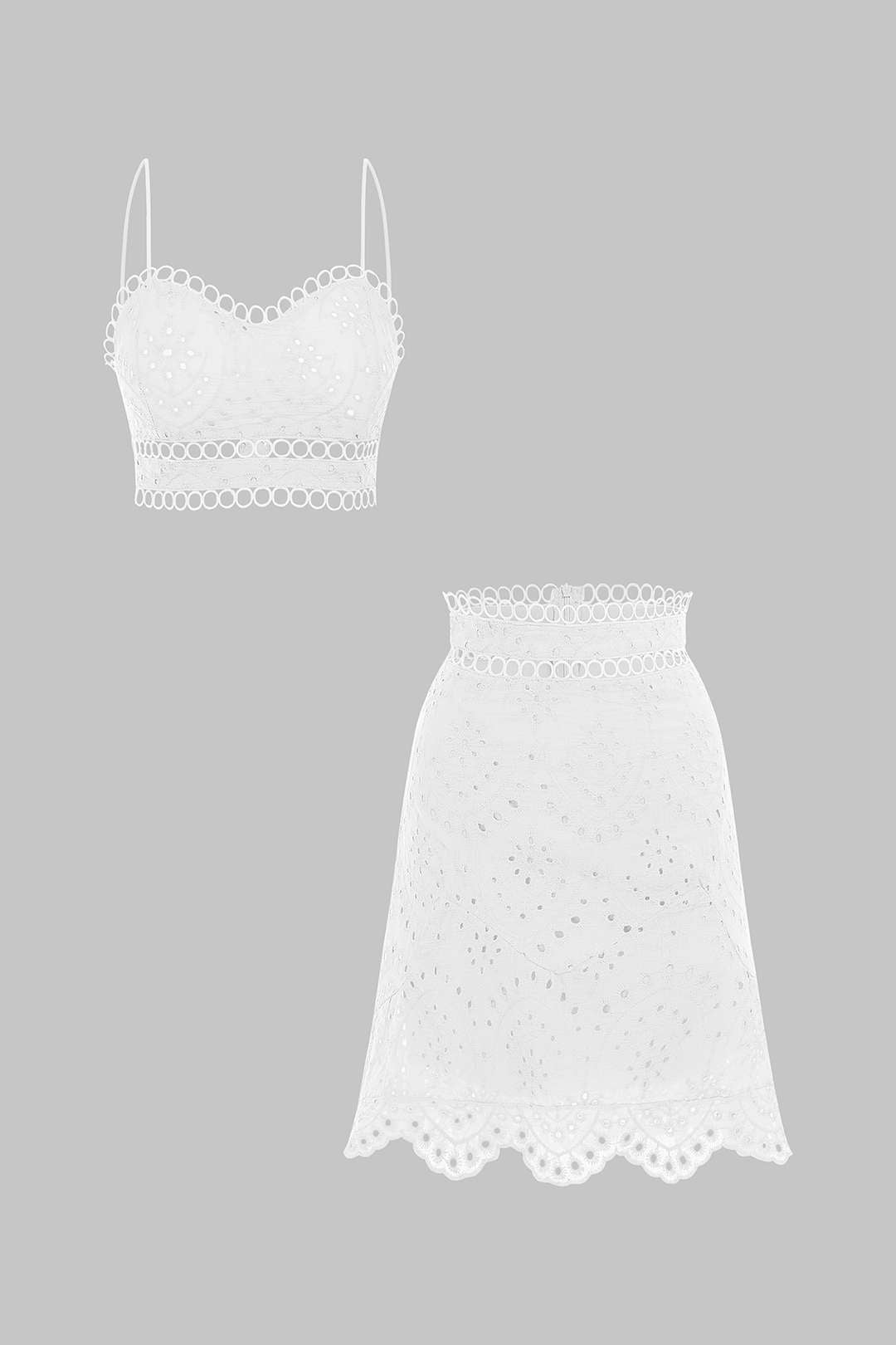 Hollow Out Backless Cropped Cami Top And High Waist Skirt Set