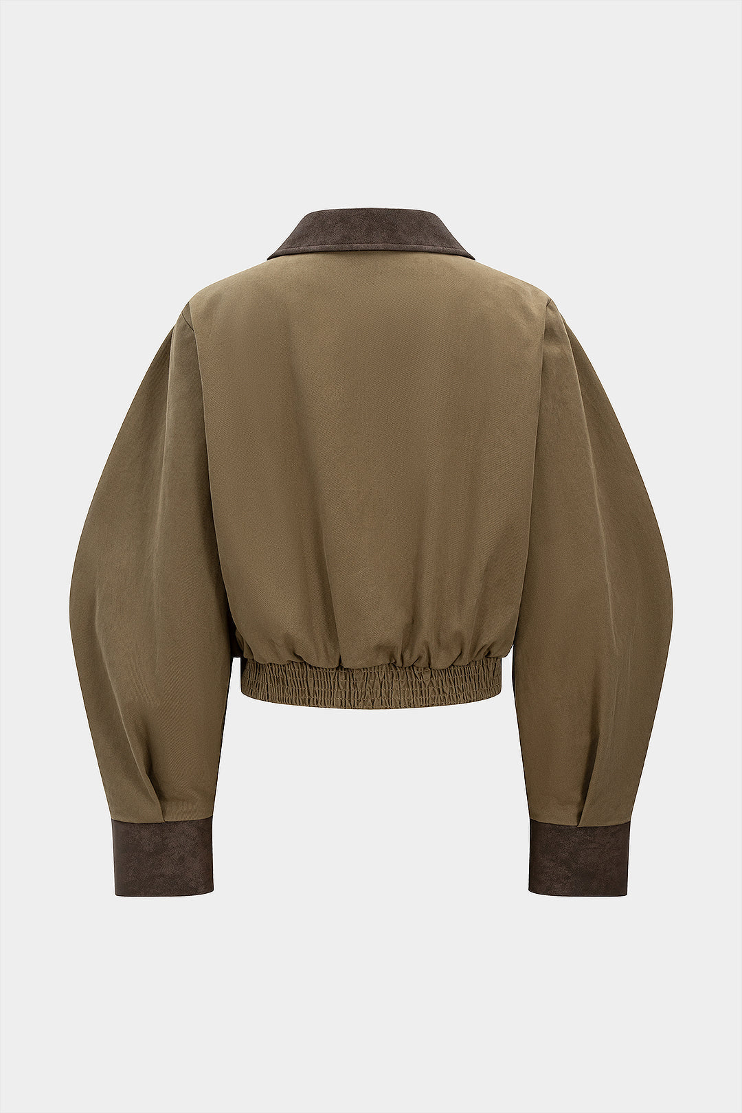 Veste en similicuir boutonnée à fronces et poches patchwork