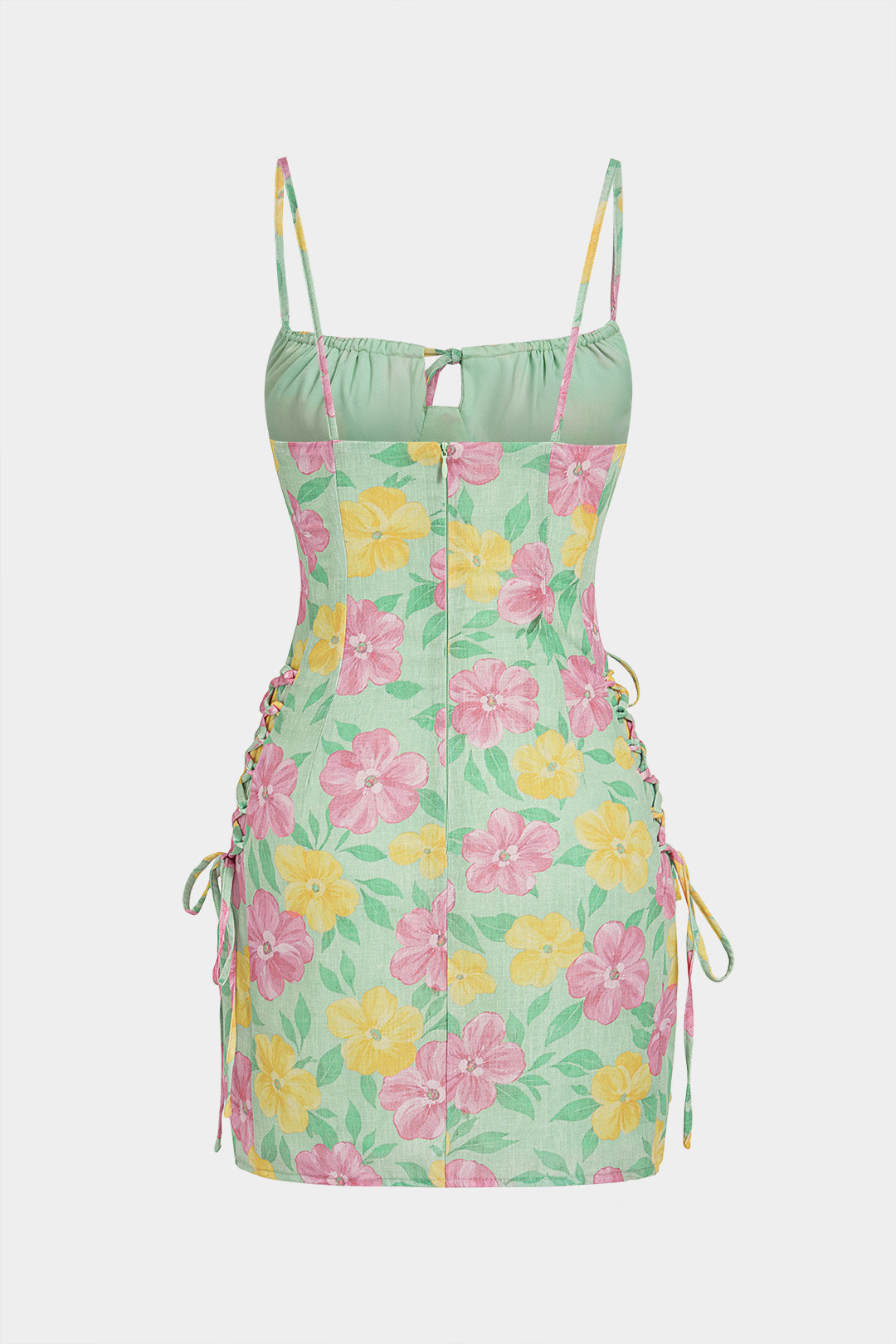 Floral Print Strappy Zipper Sleeveless Midi Dress