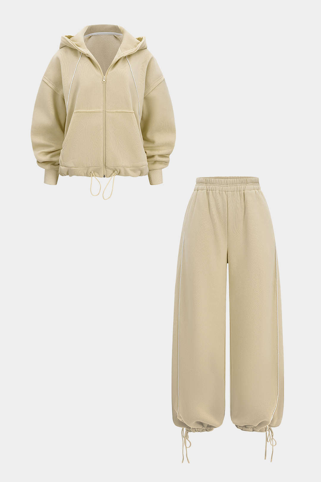 Kapuzenpullover mit Reißverschluss und Kordelzug sowie Hose mit geradem Bein zum Binden