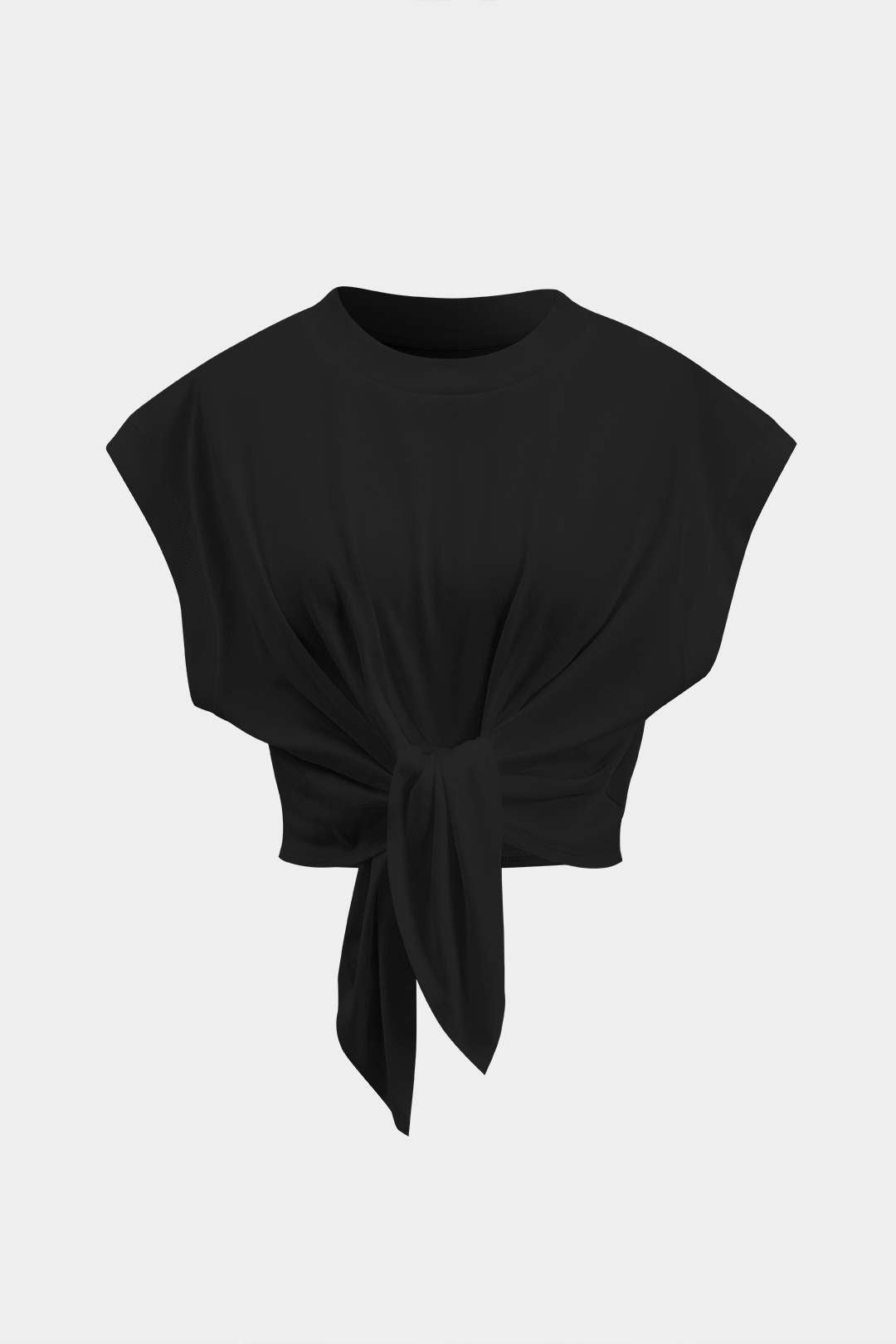 Solid Ruched Tie Front T-Shirt