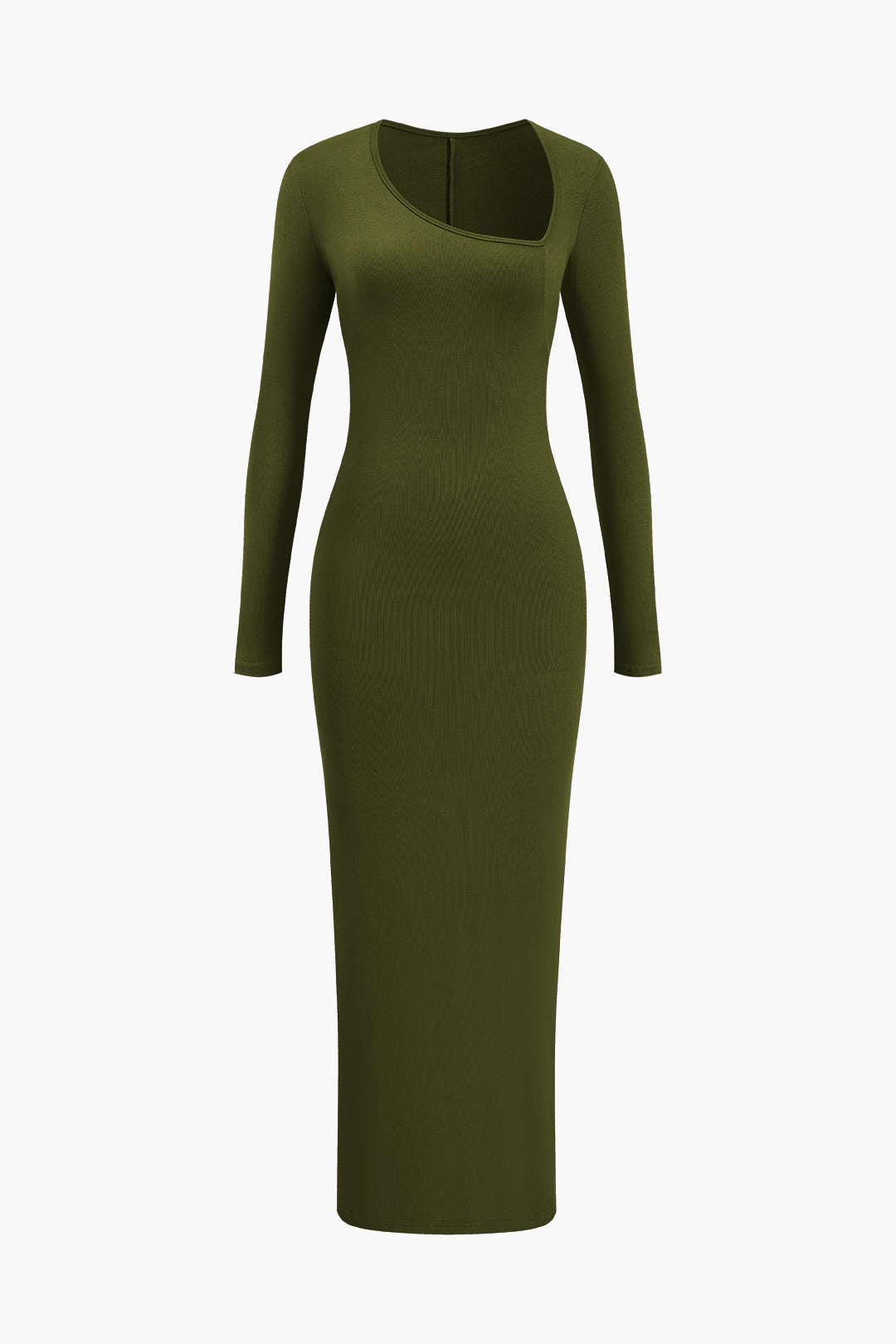 Robe longue asymétrique fendue au cou