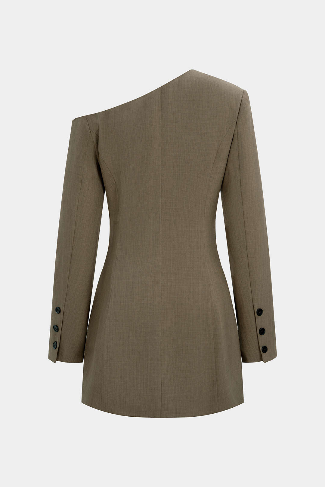 Notched Lapel Asymmetrical Long Sleeve Mini Dress