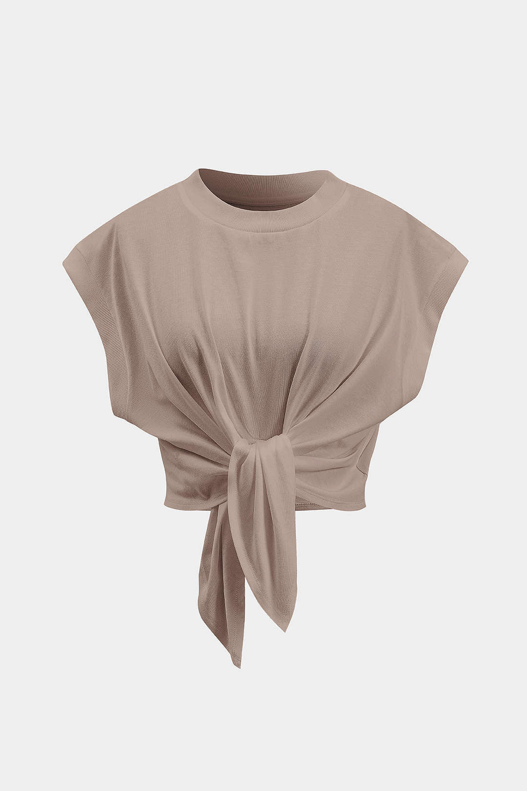 Solid Ruched Tie Front T-Shirt