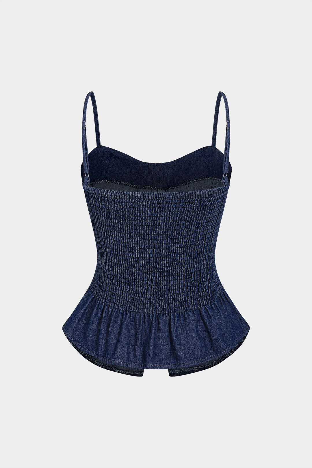 Haut court à bustier froncé en jean avec nœud