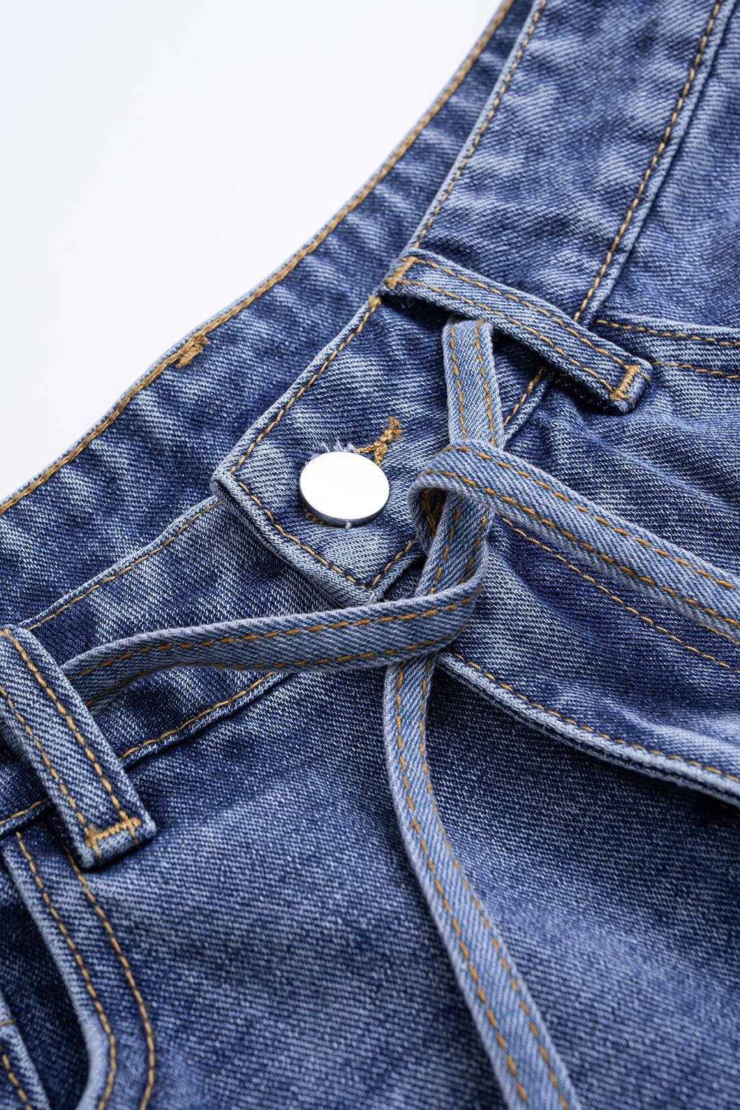 Jean en jean patchwork avec cordon de serrage