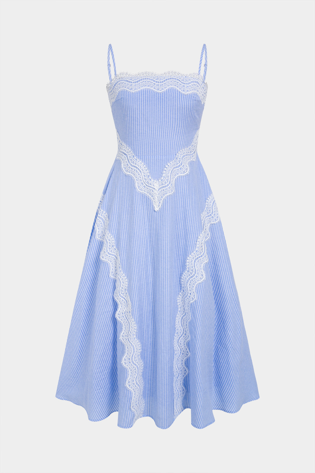 Maxikleid ohne Ärmel mit Streifendruck, Patchwork und Spitzendetails