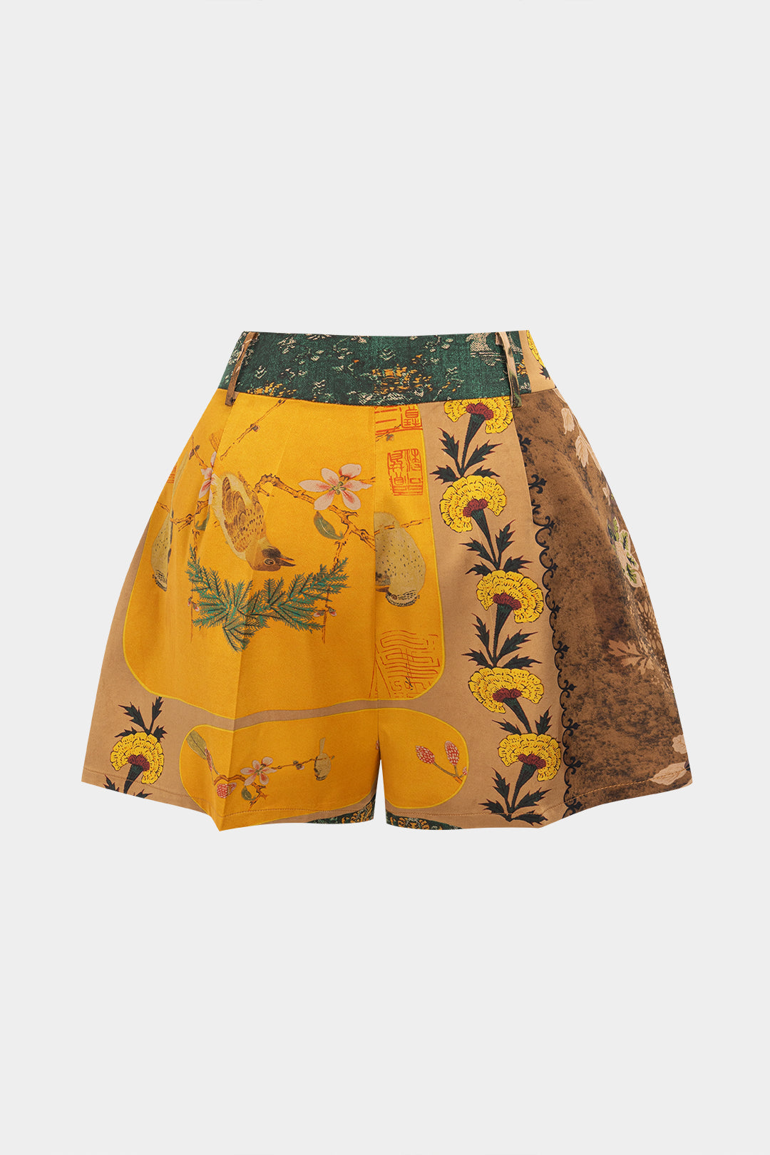 Shorts mit Blumenmuster und Kontrastdetails