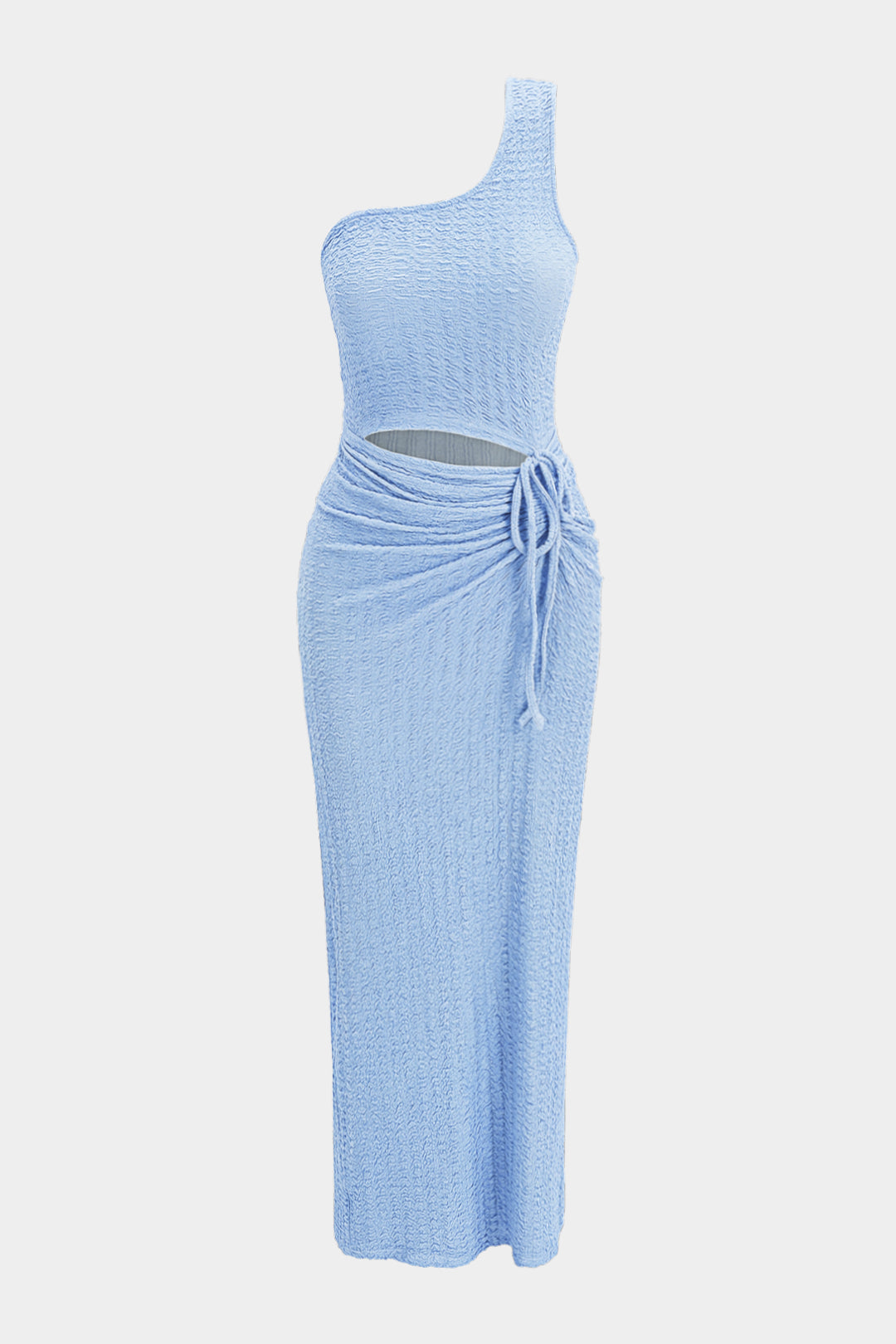 Einuasymmetrisches Midikleid mit Kordelzug, Cut-Out und Schlitz