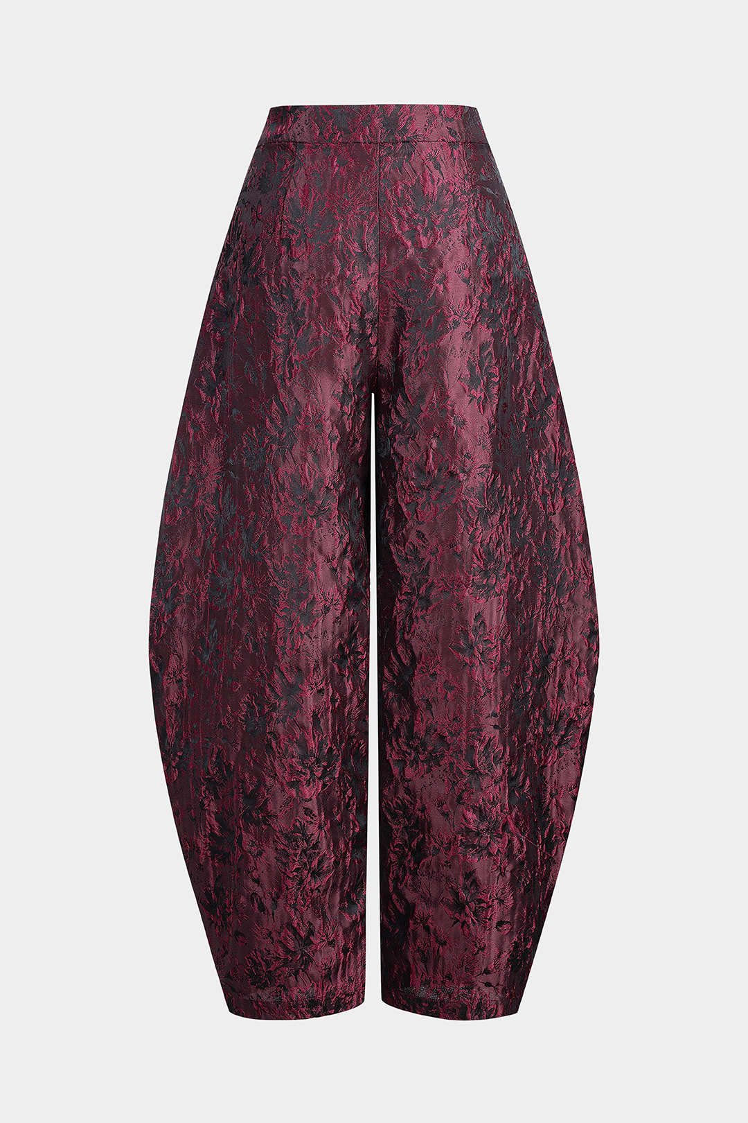 Hose mit Blumenmuster, Jacquard und weitem Bein
