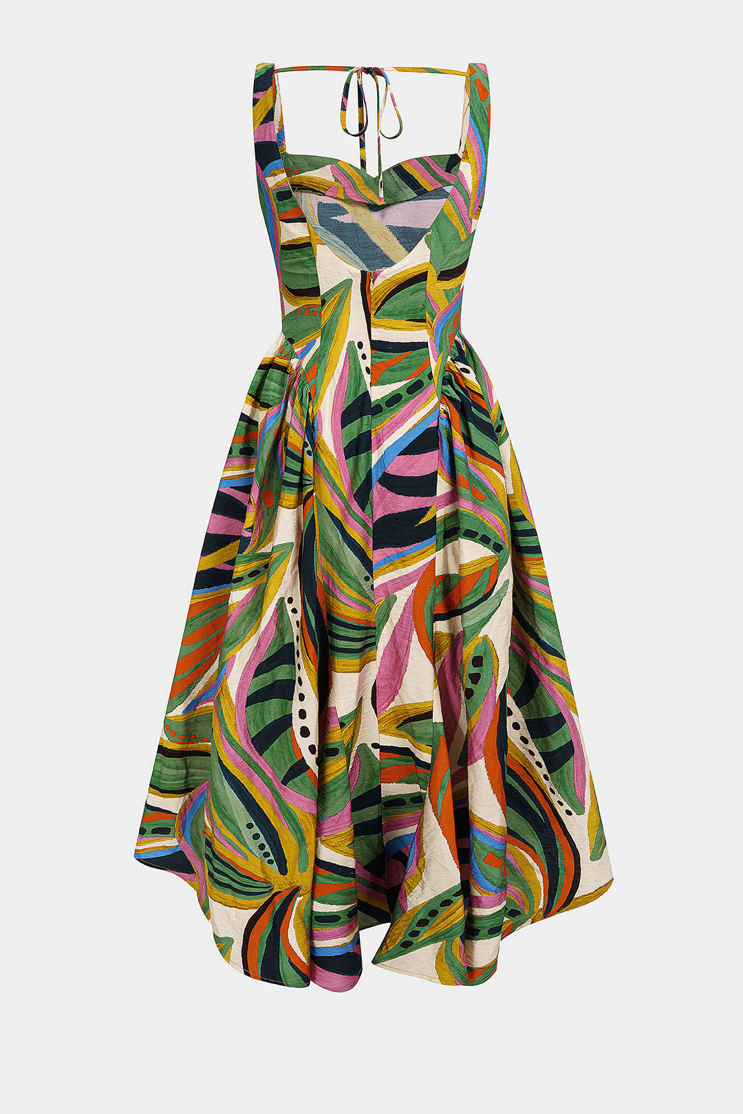 Ärmelloses Maxikleid mit abstraktem Print und Raffungen