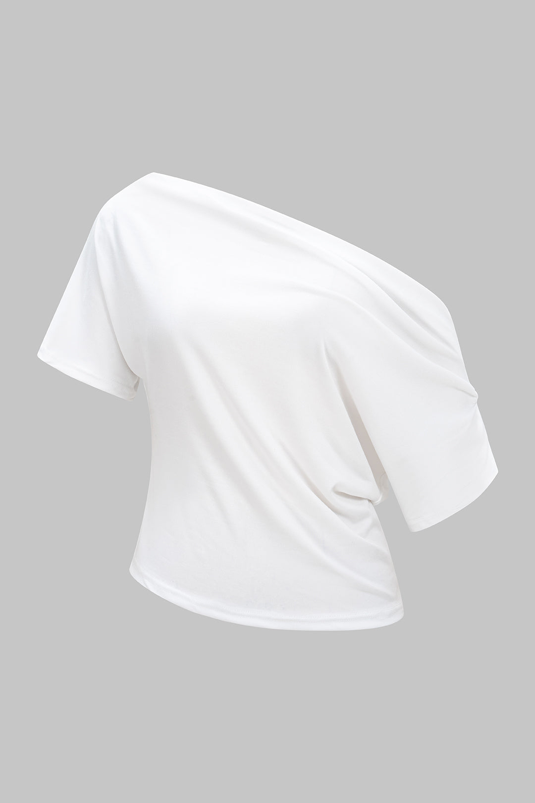 Solid One Shoulder Short Sleeve T-Shirt