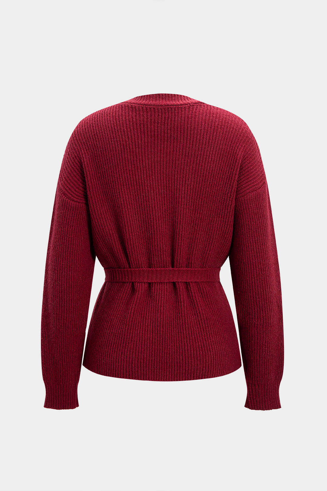Strickjacke mit Metallic-Knöpfen, asymmetrischem Bindegürtel und Taschen
