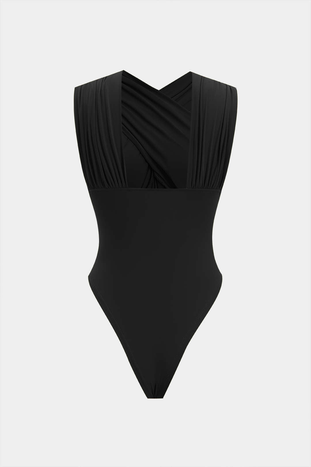 Ruched Crossed Backless Bustier Sleeveless Bodysuit