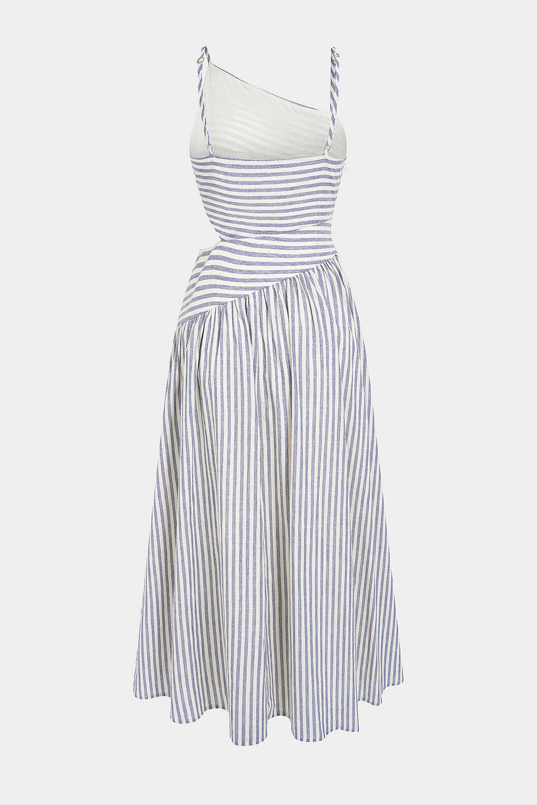 Stripes Print Asymmetrical Cut Out Sleeveless Maxi Dress