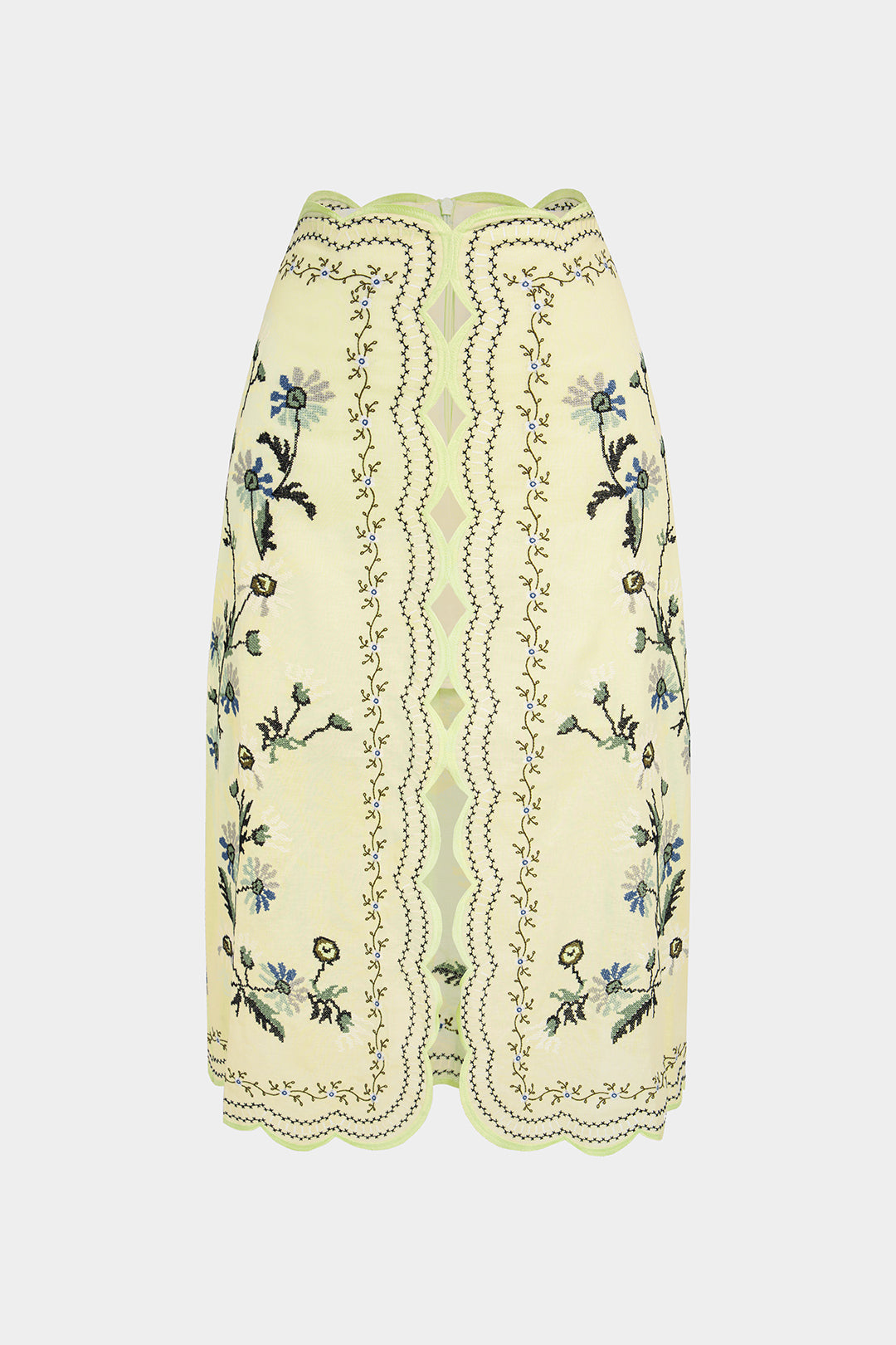 Jupe en lin brodée de fleurs
