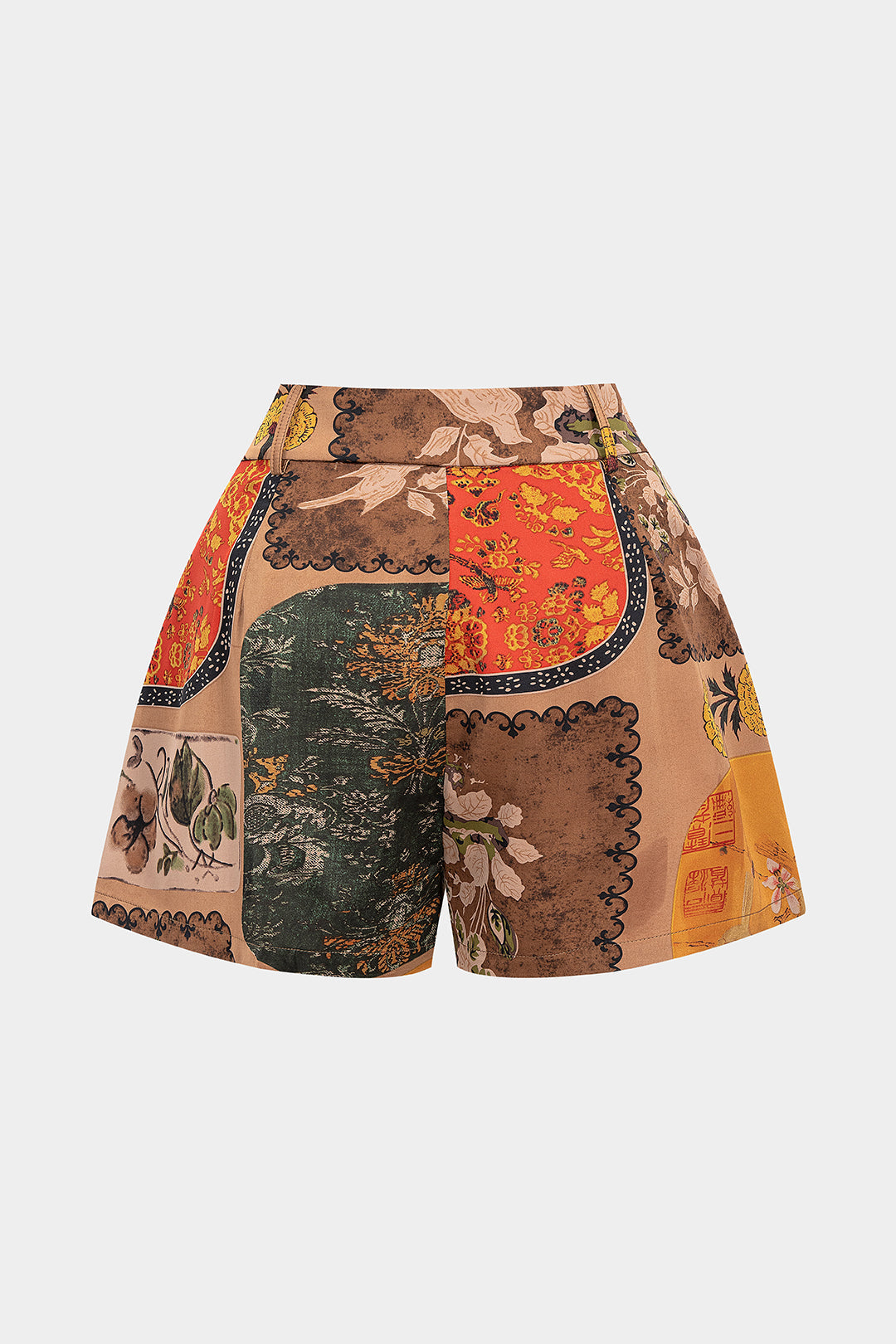 Shorts mit Blumenmuster und Kontrastdetails
