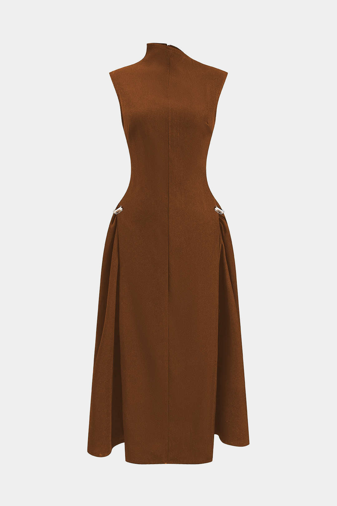 Robe longue sans manches à glissière et décorations métalliques