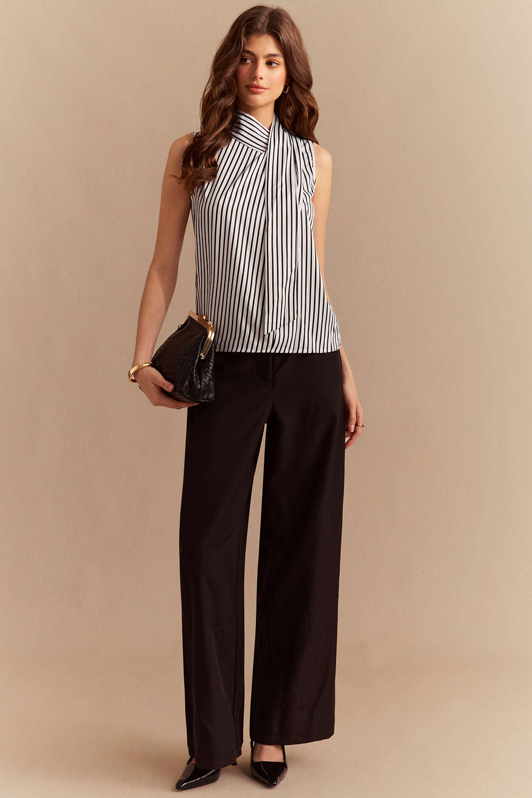 Satin-Tanktop mit Streifenmuster
