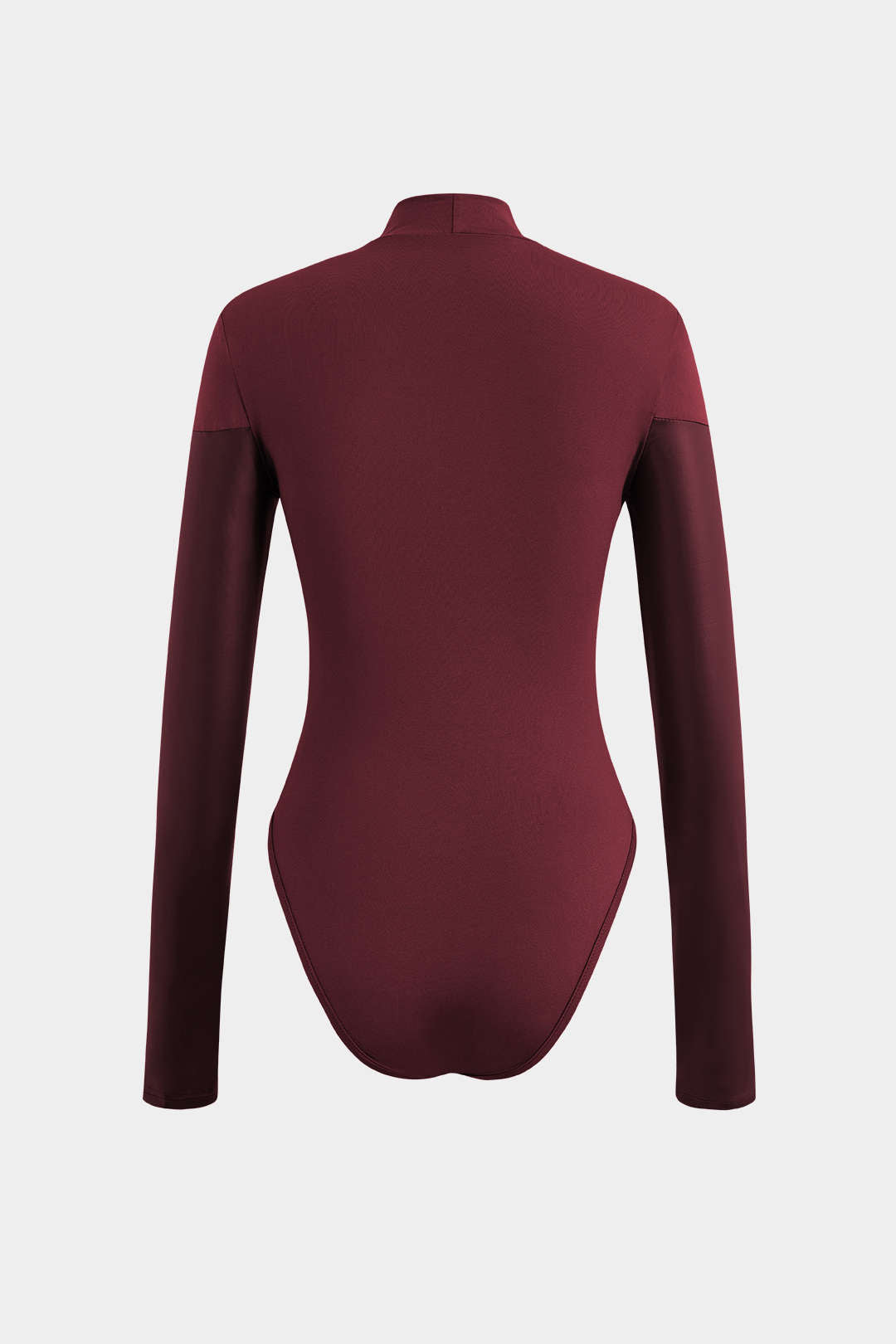 Mock Neck Faux Leather Paneled Long Sleeve Bodysuit
