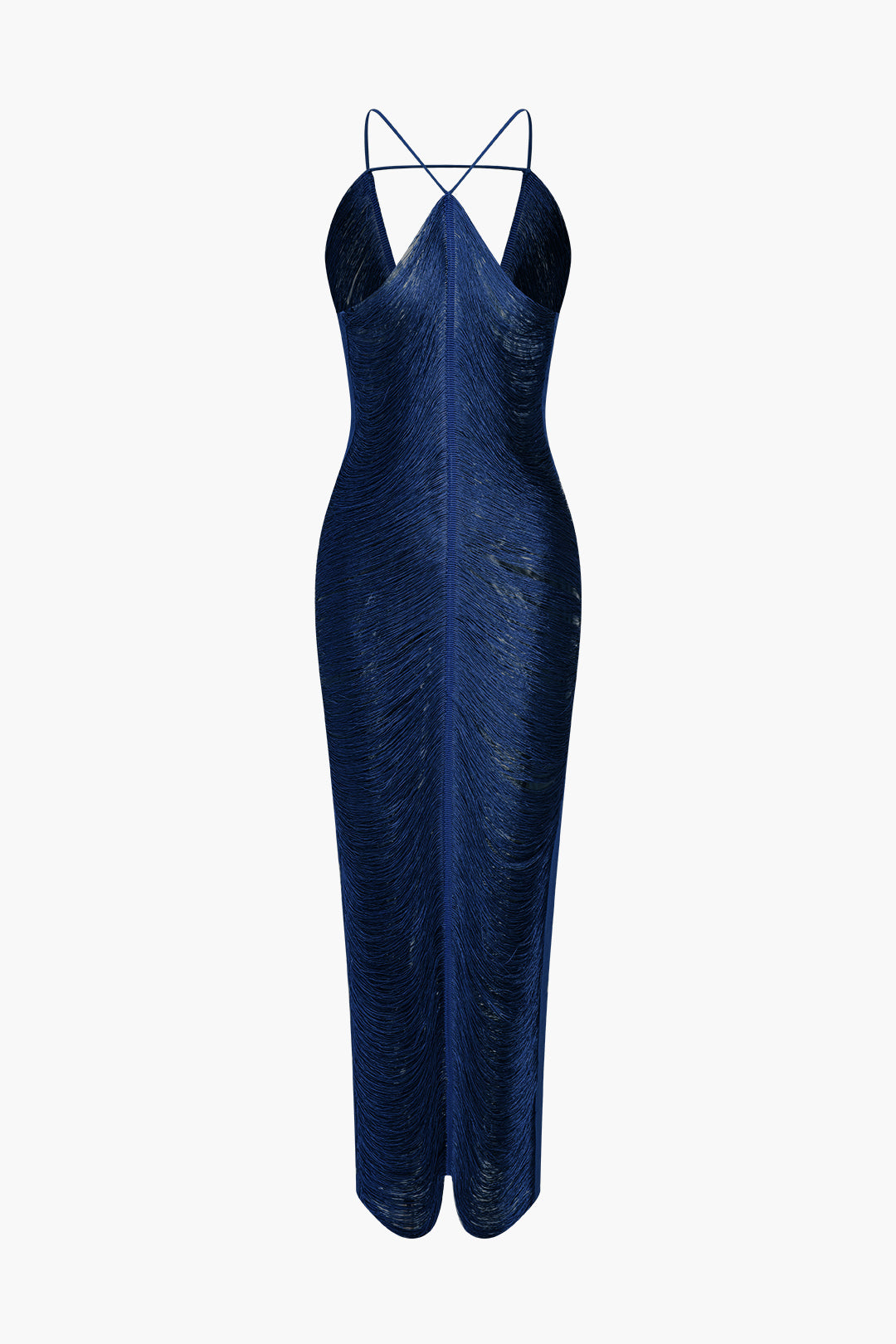 Robe mi-longue unie avec découpes et fente