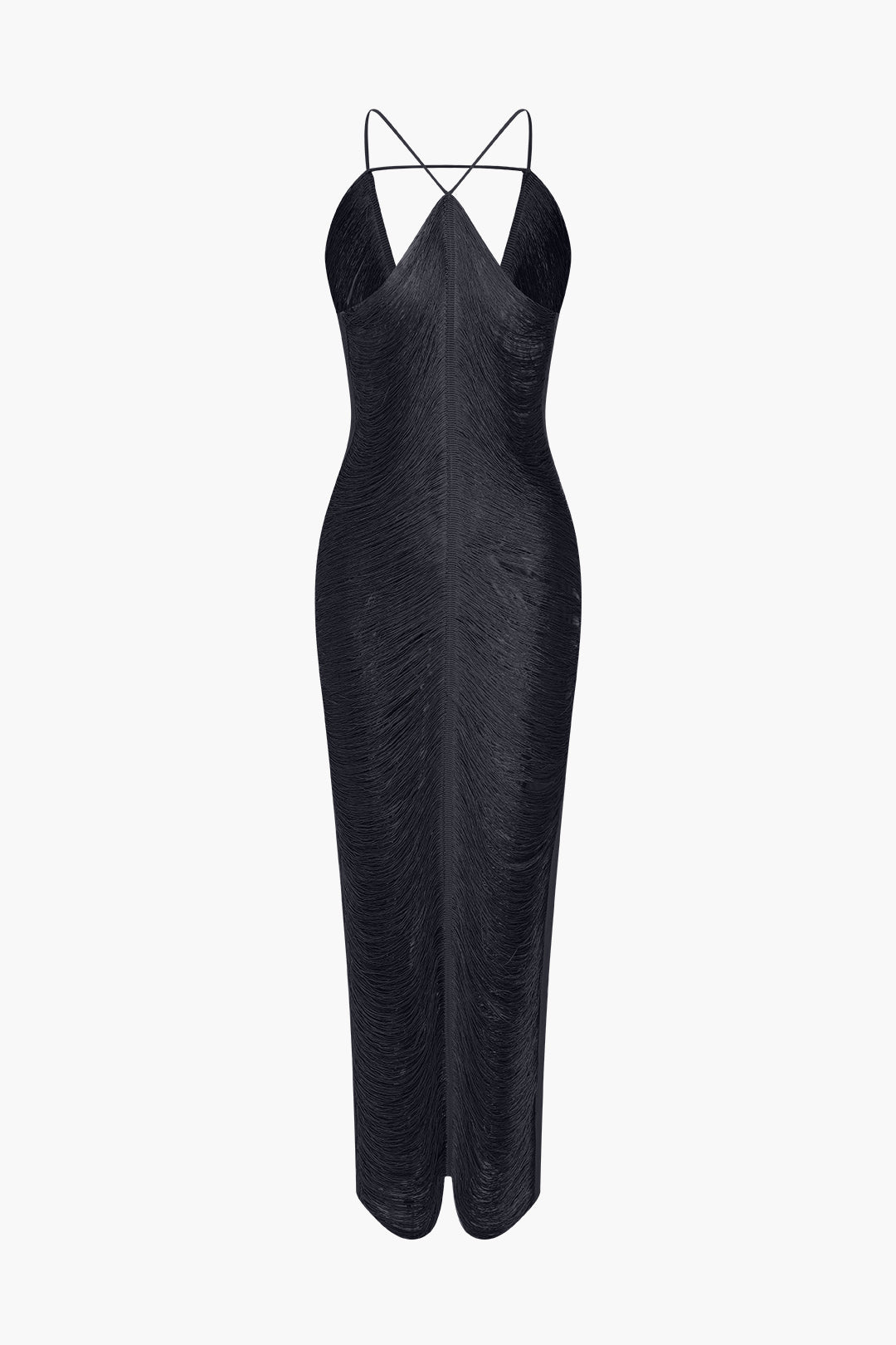 Robe mi-longue unie avec découpes et fente