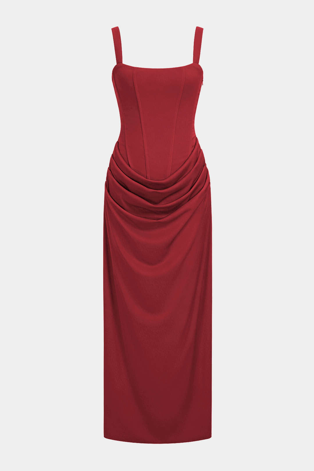 Maxikleid mit Raffungen und Bindedetail am Rücken ohne Ärmel
