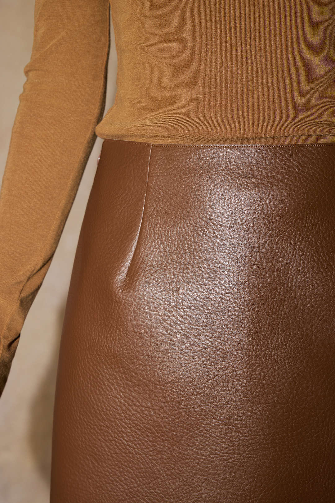 Faux Leather Texture Mini Skirt