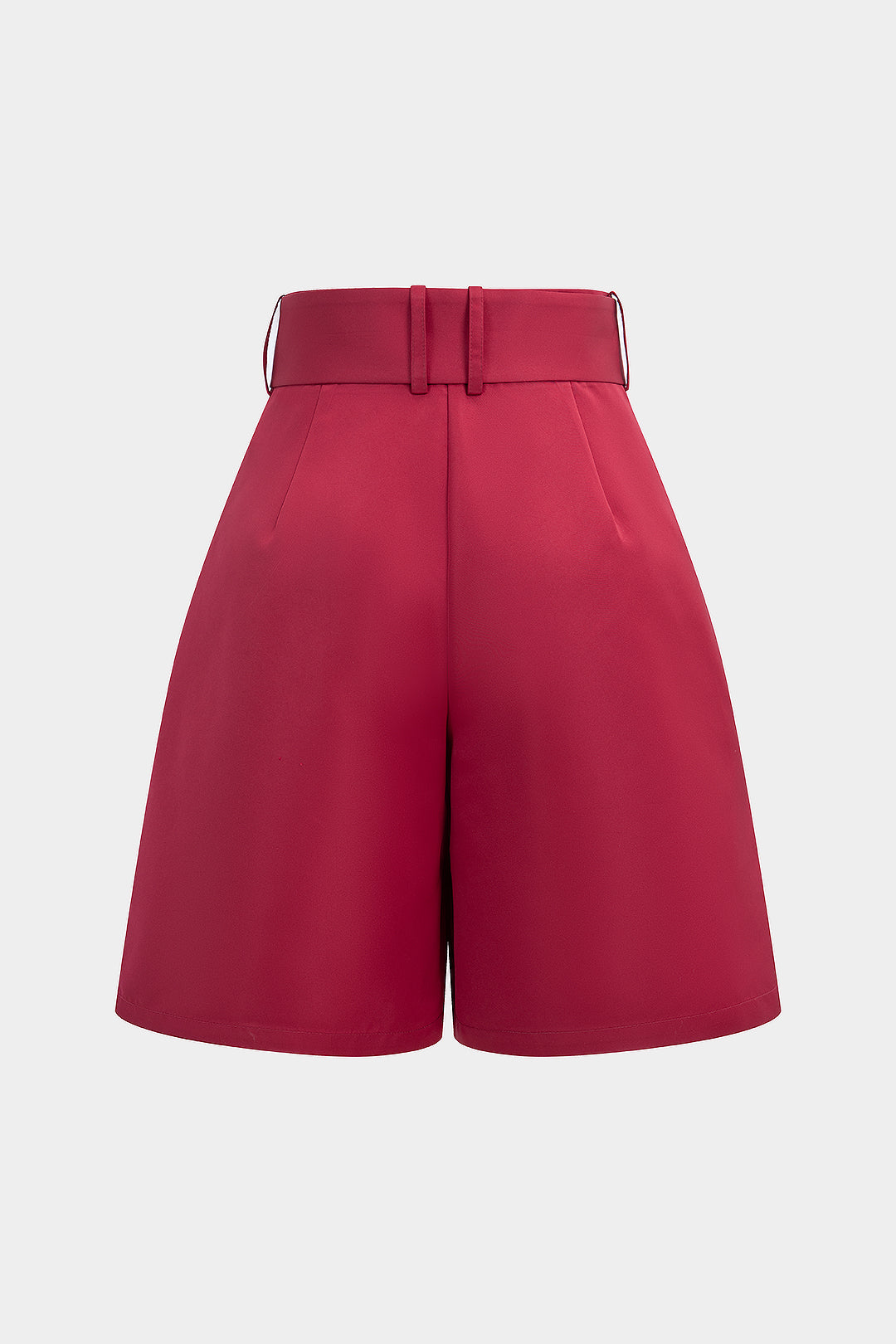 Einfarbige Shorts mit Gürtel, hoher Taille und weitem Bein