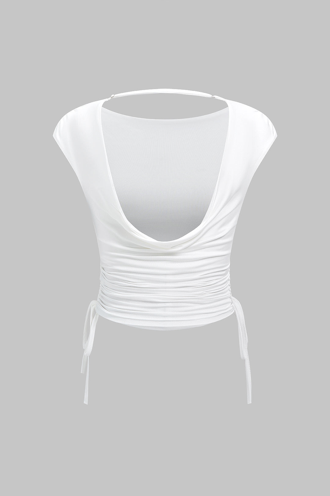 T-shirt froncé sans dos avec cordon de serrage