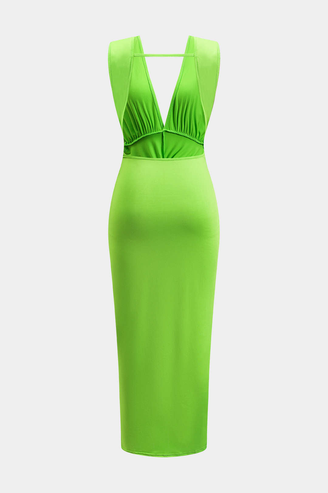 Robe midi sans manches dos nu torsadée froncée