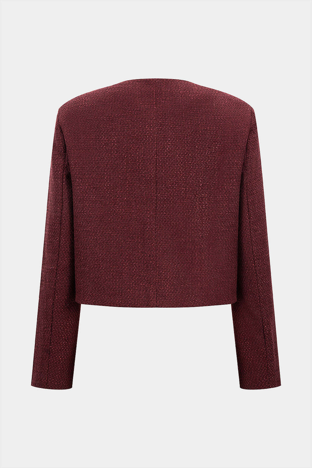 Tweed-Oberteil mit Rundhalsausschnitt, Metallknöpfen und Taschen