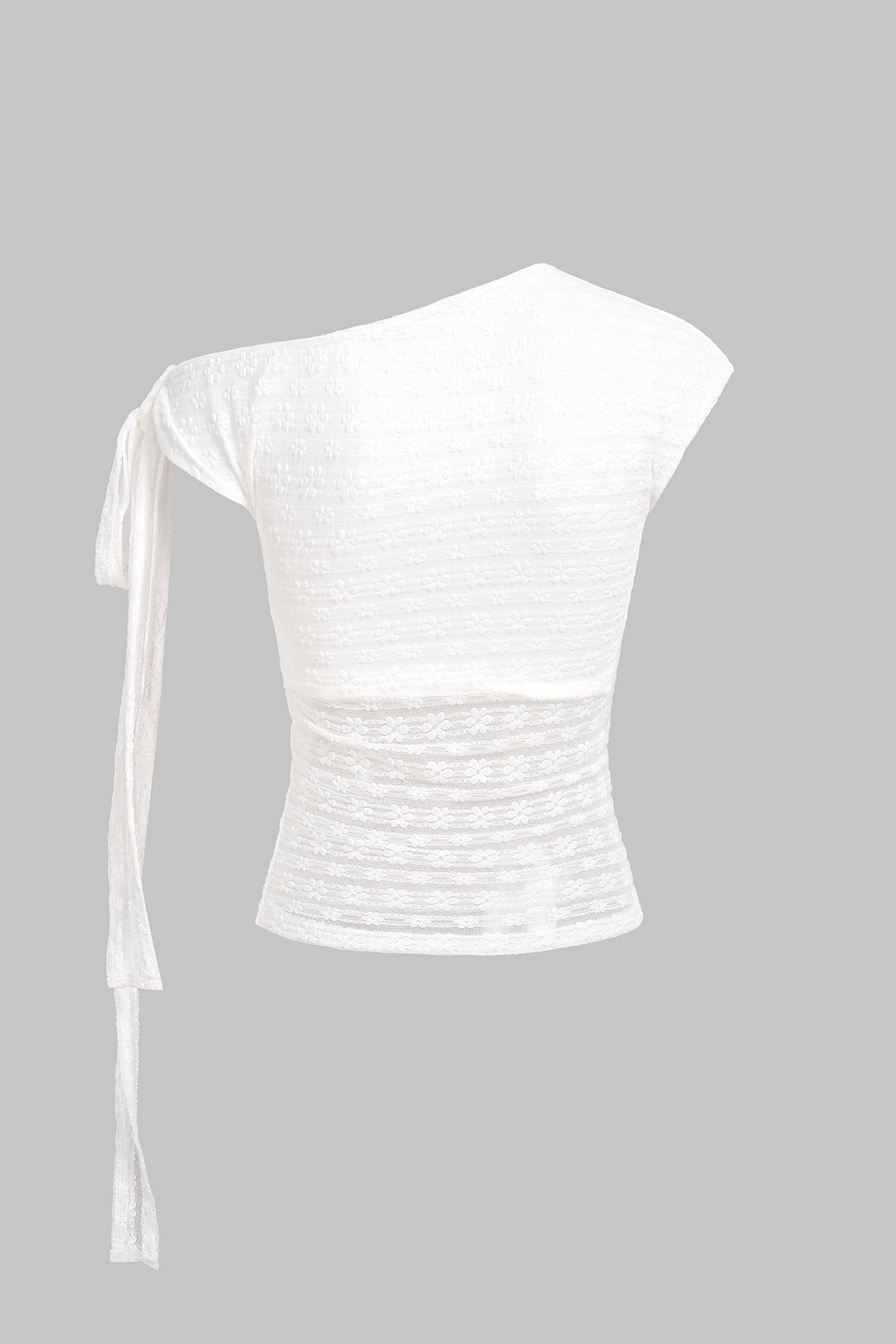 Lace One Shoulder Tie-Up Short Sleeve T-Shirt