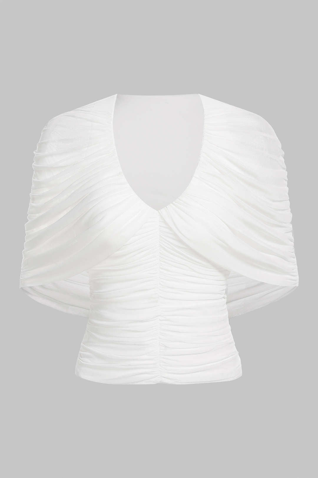 T-shirt froncé en maille col en V