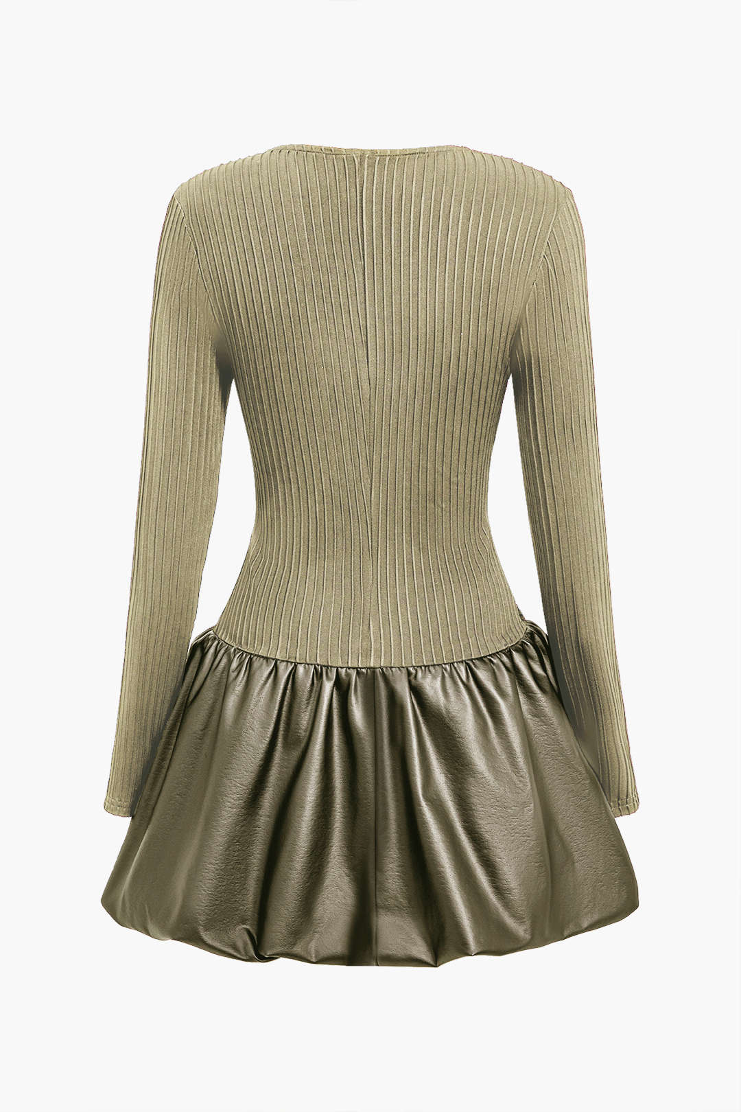 PU Patchwork Ruched Square Neck Mini Dress