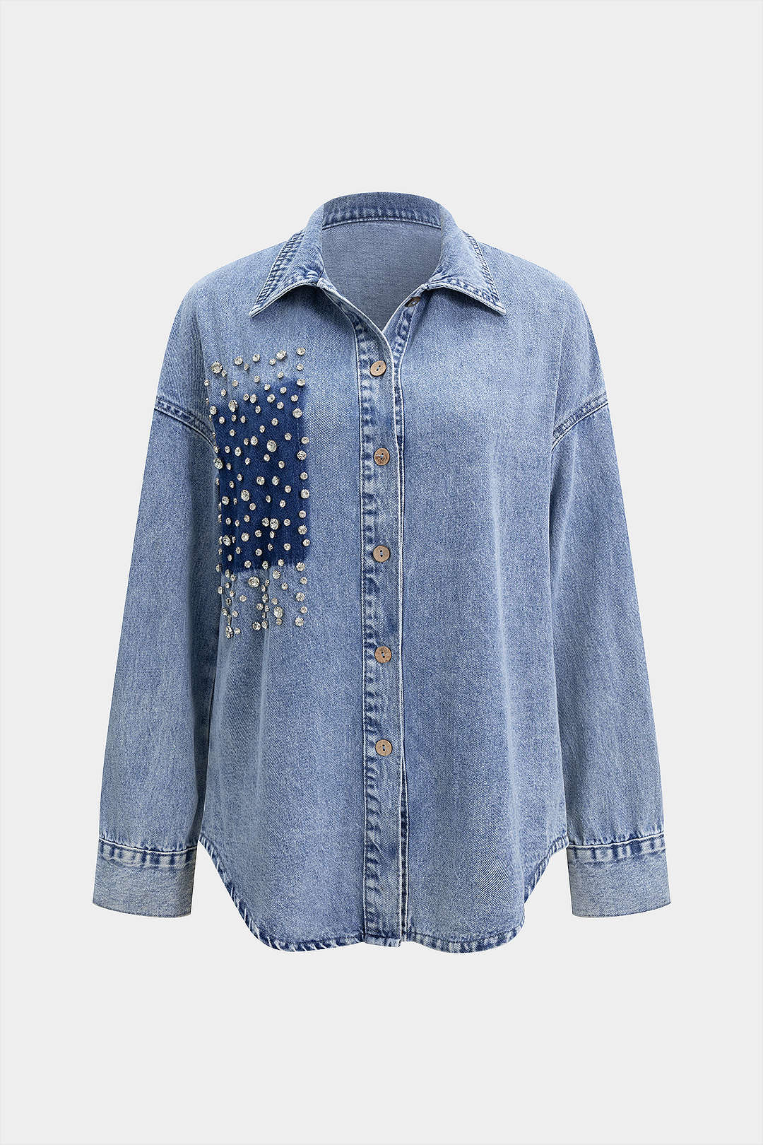 Jeansjacke mit Strassdekor
