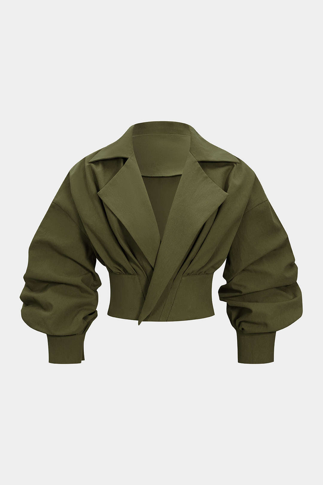 Geraffte V-Ausschnitt-Jacke